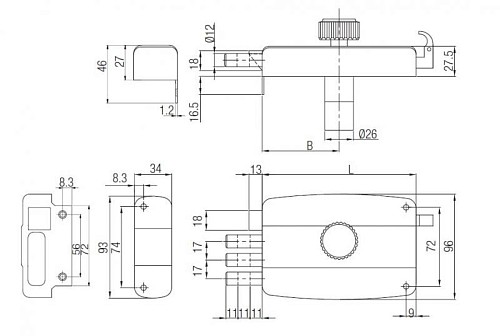 Замок накладной KALE 2001 A 3MT (BS70мм) - Фото №5