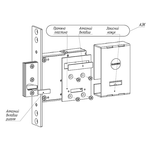 Механизм замка RADLOCK M 361У (BS60мм) длинный ключ - Фото №9