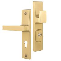 Ручки на планке с протектором ROSTEX Office R 72мм (37-50мм) фиксированная-нажимная титан PVD сатин