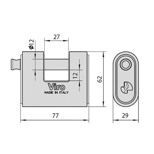 Замок навесной VIRO PANZER 4116 (3 ключа) - Фото №5