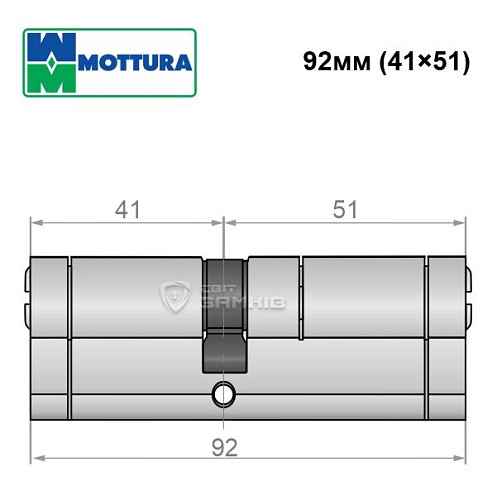 Циліндр MOTTURA Champions C39 92 (41*51) нікель матовий - Фото №6