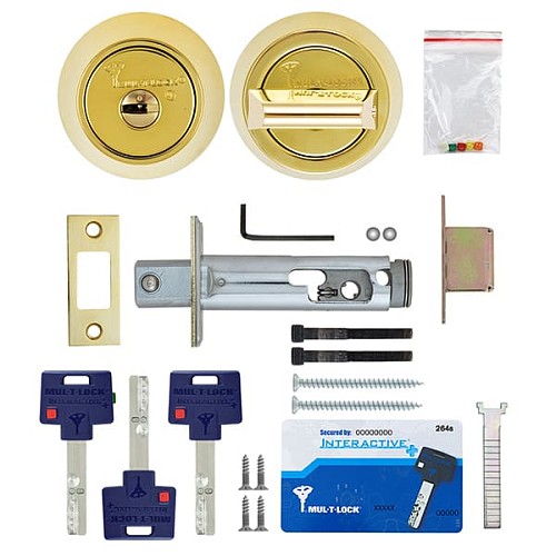 Замок врезной MUL-T-LOCK Dead Bolt Hercular Interactive + (BS60/70мм) полированная латунь - Фото №6