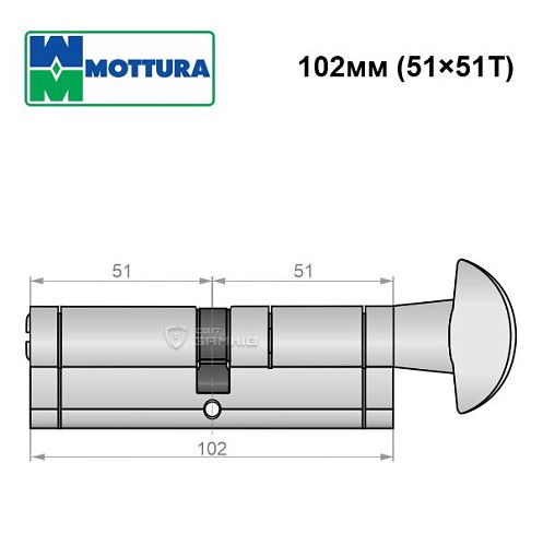 Циліндр MOTTURA Champions C39 102T (51*51T) нікель матовий - Фото №7