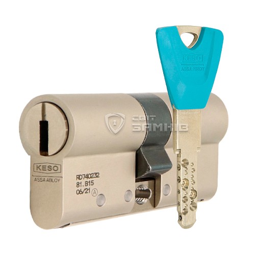 Циліндр KESO 8000 70 (35*35) нікель сатин 3 ключа - Фото №1