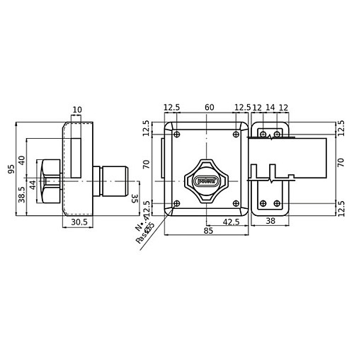 Замок накладний POTENT 270 (BS42,5мм) 3 ключа - Фото №6