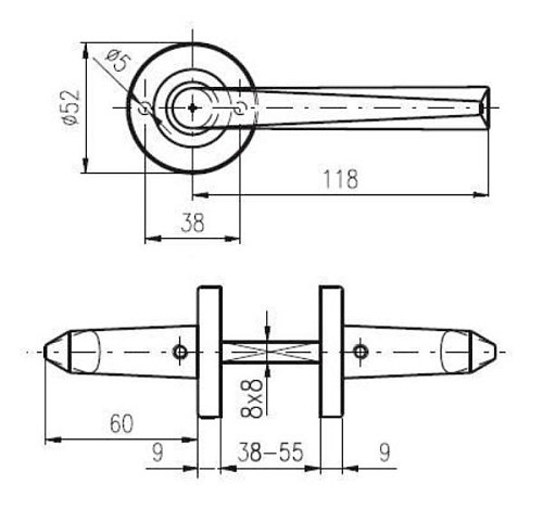 Ручки на розетте ROSTEX Parma ES52 нержавеющая сталь матовая - Фото №3