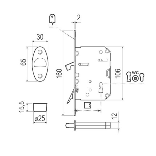 Комплект замка для раздвижной системы AGB Scivola Tre Class черный - Фото №5