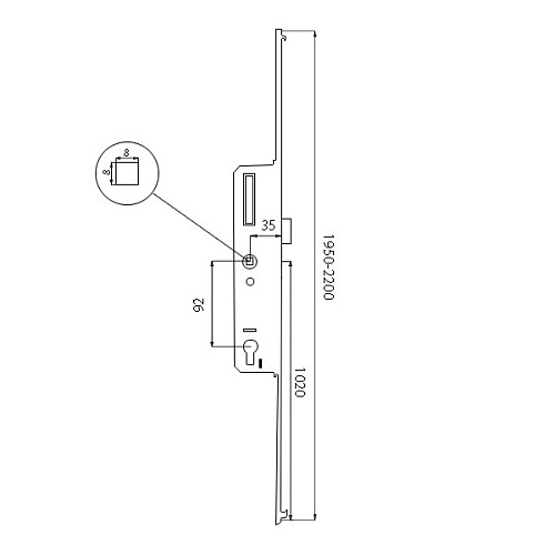 Механизм замка VORNE защелка 35*92 мм рейка 1950-2200 мм с ригелем  - Фото №5
