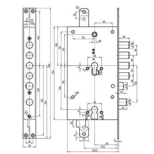 Механізм замка CR DUAL 51 G-01 (BS66*85мм) - Фото №2