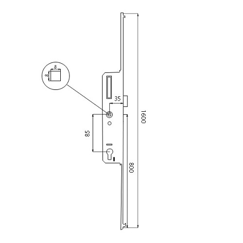 Механизм замка VORNE защелка 35*85 мм рейка 1600 мм с ригелем  - Фото №5