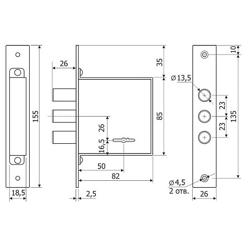 Механізм замка ГАРДІАН 10.01 (BS52,5мм) (н) - Фото №7