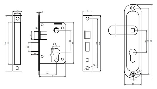 Комплект замка CLASS 0826 m60Z (BS40*50мм) NI никель - Фото №2