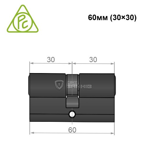 Циліндр CORTELLEZZI PRIMO 116 60 (30*30) чорний - Фото №5