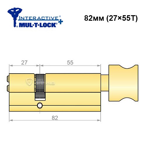 Цилиндр MUL-T-LOCK Interactive + 82T (27*55Т) латунь - Фото №6