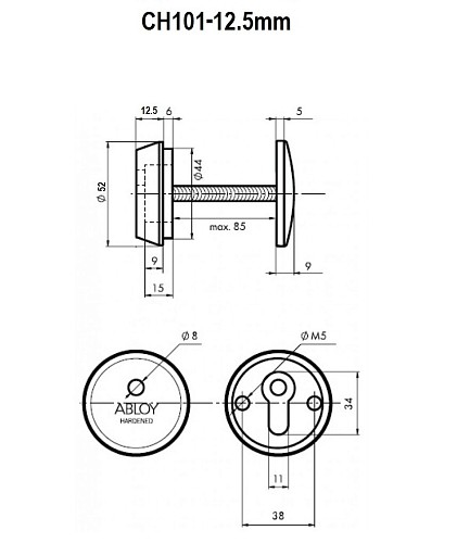 Протектор ABLOY CH101 12,5мм 40-80мм хром полированный - Фото №5