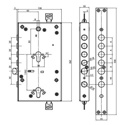 Механизм замка MUL-T-LOCK CEM30328 Двухсистемный (BS65*85мм) хром полированный без об.планки - Фото №7
