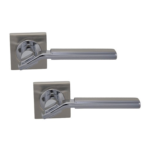 Ручки на розетте SIBA Odessa (R03) матовый никель/хром  - Фото №1