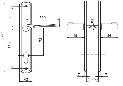 Ручки на планке ROSTEX Kredo 72мм (35-50мм) титан PVD матовый - Фото №4