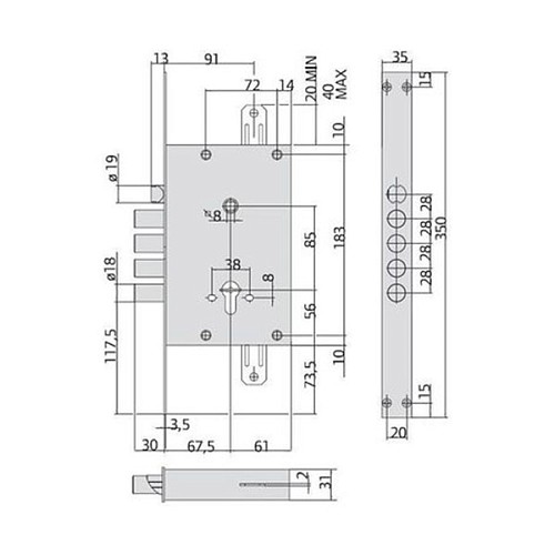 Механизм замка CISA 56835 Comfortlock (BS67,5*85мм) хром матовый - Фото №3