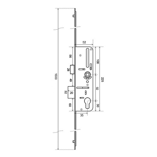 Механизм замка VORNE защелка 35*92 мм рейка 1600 мм с ригелем - Фото №5