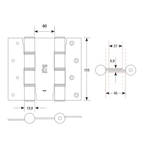 Петля барная ALDEGHI LUIGI 87AC125-40 125 мм AC хром - Фото №8