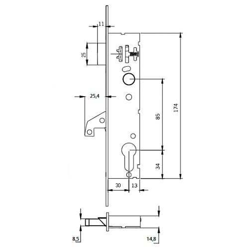 Механизм замка антипаника TESA 2240BA (BS30*85мм) левый для активной створки - Фото №8