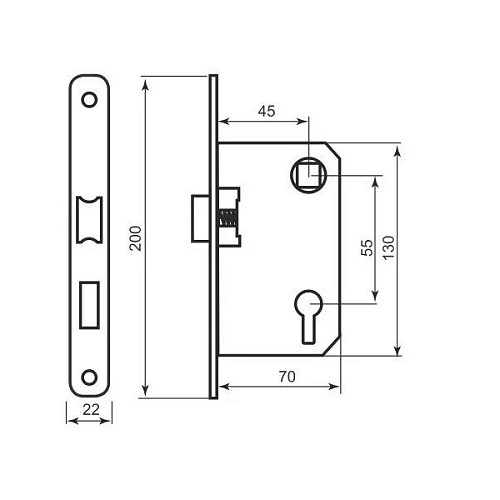 Механизм замка BRUNO 968-45 (BS45*55мм) CP хром - Фото №2