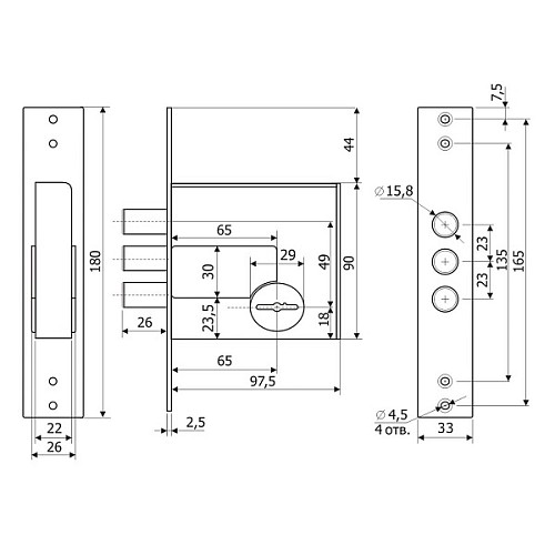 Механизм замка ГАРДИАН 50.01 (BS67,5мм) (н) - Фото №3