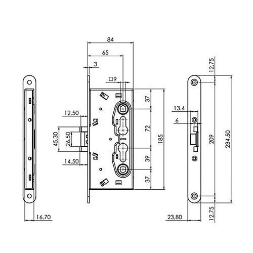 Механизм замка ISEO 216120654 (BS65*72мм) матовый хром  - Фото №8