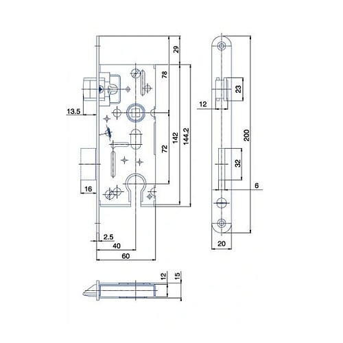 Механізм замка HOBES K105 PZ (BS40*72мм) - Фото №3