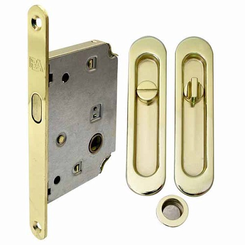 Комплект замка для раздвижной системы RDA (ручка SL-155 + замок RDA 4120) полированная латунь - Фото №1