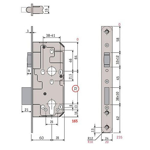 Механизм замка SANTOS 712 бочка (BS60мм) матовая латунь - Фото №7