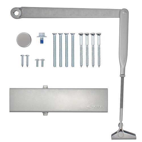 Доводчик CISA C1611.03.0.97 Professional Plus2 BC STD HO с фиксацией до 80 кг серый - Фото №7