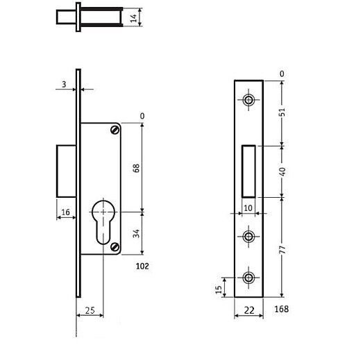 Механизм замка SANTOS 721 (BS25мм, 22мм) матовый хром - Фото №7