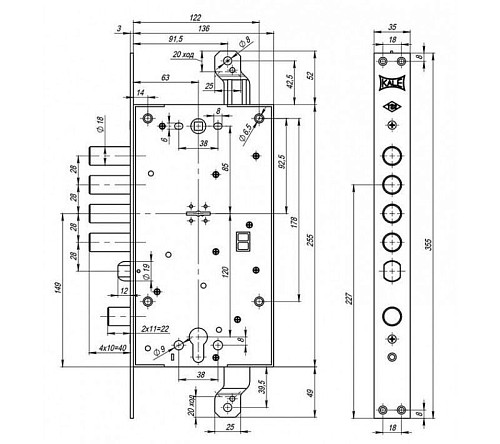 Механізм замка  KALE 456 L (BS66*85мм) хром - Фото №3