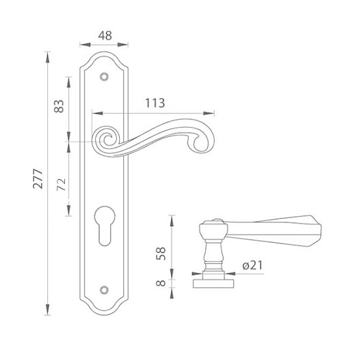 Ручки на планке TUPAI Carla 704-72 античное серебро - Фото №2