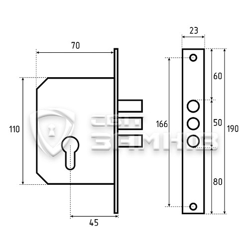 Механизм замка KALE 189 3M (BS45мм) никель - Фото №5