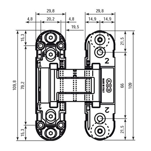 Петля скрытый AGB Eclipse 2.0 110*19,5 мм мат.хром - Фото №2