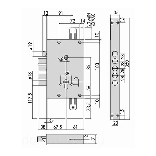 Механизм замка CISA 56535 Revolution Pro редукторный с блокировкой (BS67,5*85мм) хром матовый - Фото №6
