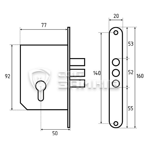 Механизм замка LOB LM200 (BS50мм) матовый хром - Фото №5