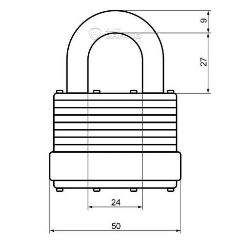 Замок навесной HORST HR-LS-50E (3 ключа) - Фото №6