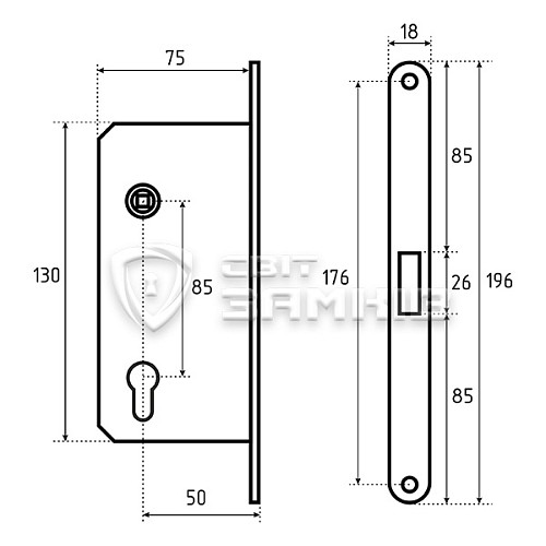 Механизм замка GAVROCHE GR85-M PZ (BS50*85мм) магнит.язичок CP хром - Фото №5