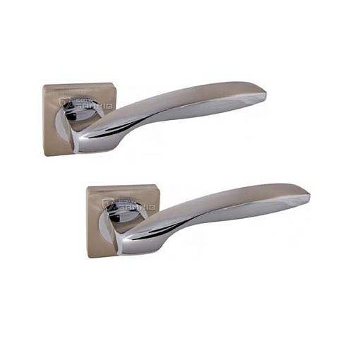 Ручки на розеті KEDR R06.045-AL SN/CP сатин/хром - Фото №1