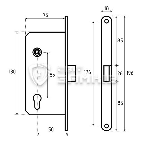 Механизм замка GAVROCHE GR85-K PZ (BS50*85мм) пласт.язичок AB бронза - Фото №5