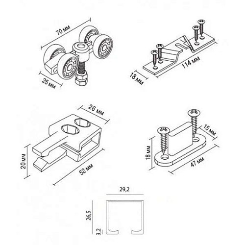 Раздвижная система MVM SD-100 длина 1,8 м на 1 полотно весом до 100 кг - Фото №5