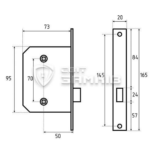 Механизм замка CLASS 170 (BS50*70мм) WC PB латунь полированная - Фото №2