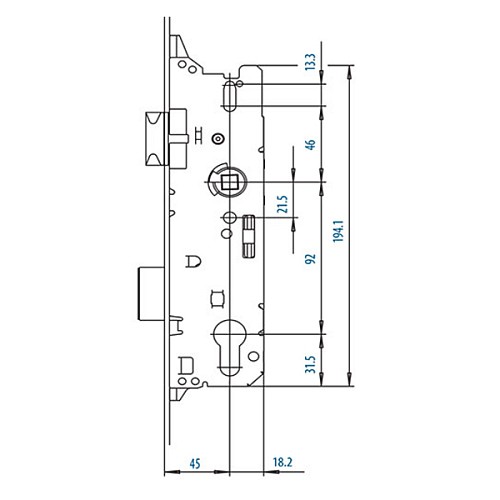 Механизм замка FUHR защелка 45*92 мм рейка 1800-2000 мм  - Фото №6