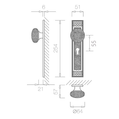Ручки на планке TUPAI Kuba 2285-55 бронза матовая - Фото №2