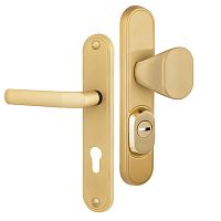 Ручки на планке с протектором ROSTEX Decor R 72мм (40-45мм) фиксированная-нажимная титан PVD сатин