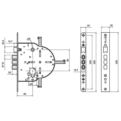 Механизм замка MUL-T-LOCK M603 4-х направлен. + обрат. планка - Фото №5